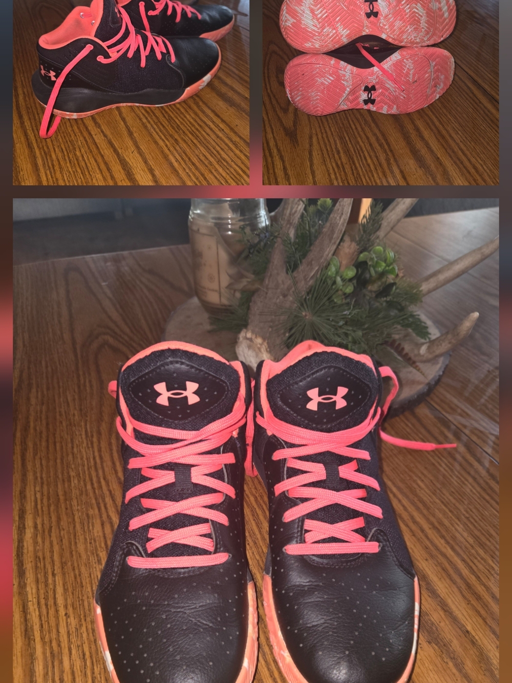 Under Armour Kids Black and Coral High-Top Sneakers